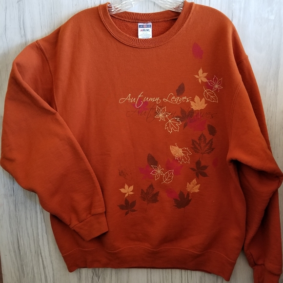 Vintage Jerzees Autumn Leaves Sweatshirt Orange/Rust - Picture 4 of 8